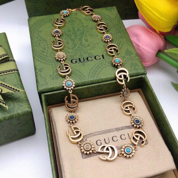 replica,repliche,fake,1:1,earrings,bracelet,ring,jewelry Gucci nuova collana con fiori (8E17)