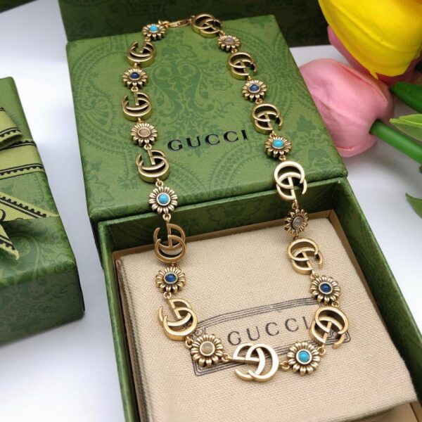 replica,repliche,fake,1:1,earrings,bracelet,ring,jewelry Gucci nuova collana con fiori (91C2)
