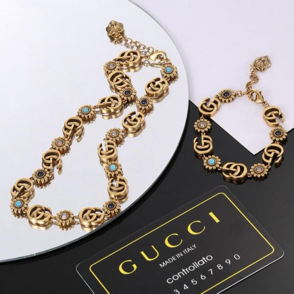 replica,repliche,fake,1:1,earrings,bracelet,ring,jewelry Set collana e bracciale con contatore sincronizzato Gucci (9131)