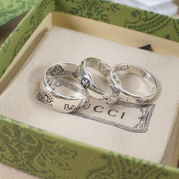 replica,repliche,fake,1:1,earrings,bracelet,ring,jewelry [Argento sterling 925 completo] Gucci Anello con fiori e uccelli-Love Fearless Coppia di anelli Anello per coppie Serie fiori e uccelli (84DB)