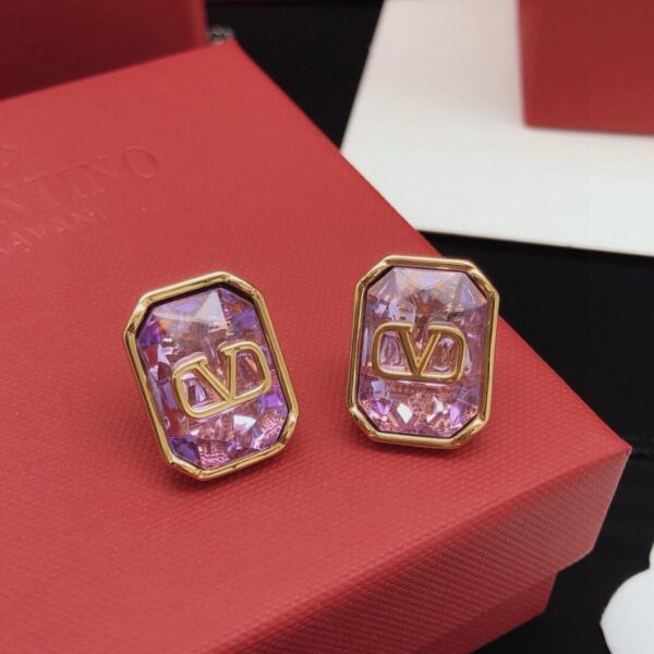 replica,repliche,fake,1:1,earrings,bracelet,ring,jewelry Orecchini Valentino quadrati rock zucchero strass viola (1C6A)