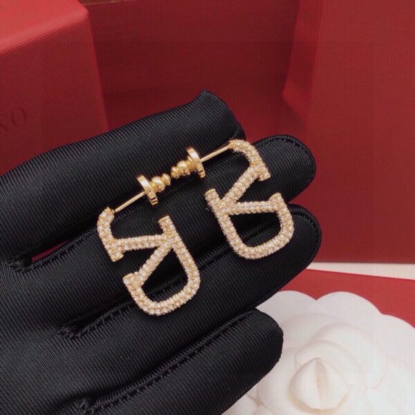 replica,repliche,fake,1:1,earrings,bracelet,ring,jewelry Orecchini Valentino a V con diamanti (3B44)