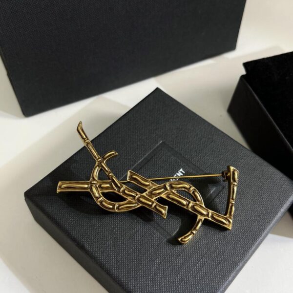 replica,repliche,fake,1:1,earrings,bracelet,ring,jewelry Spilla vintage con lettera in bambù Saint Laurent (36F6)