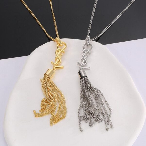 replica,repliche,fake,1:1,earrings,bracelet,ring,jewelry Collana con lettera Saint Laurent (9246)