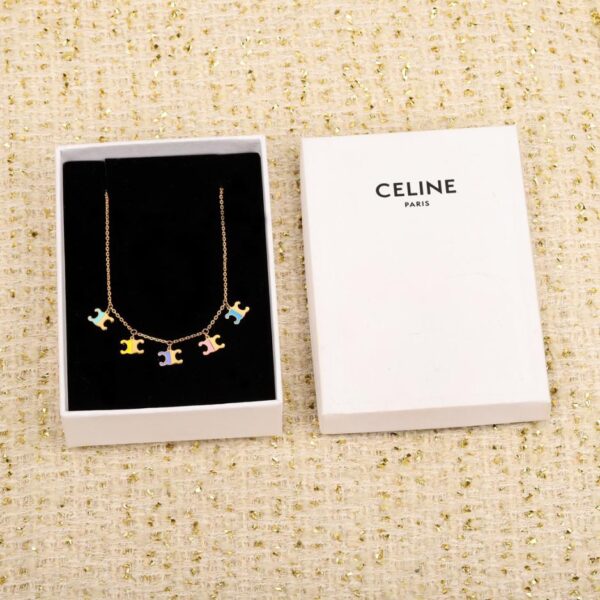 replica,repliche,fake,1:1,earrings,bracelet,ring,jewelry Collana tridimensionale Arc de Triomphe di Celine con gocce di olio a 3 colori