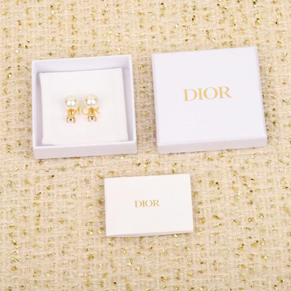Orecchini a bottone con perle di diamanti quadrati Dior