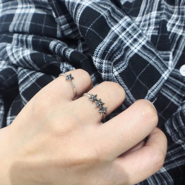 replica,repliche,fake,1:1,earrings,bracelet,ring,jewelry Anello a tre stelle e strisce con cuori cromati