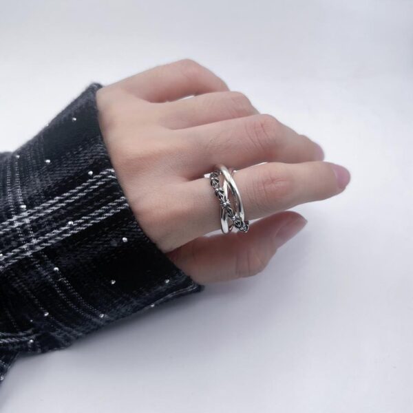 replica,repliche,fake,1:1,earrings,bracelet,ring,jewelry Anello a tre cerchi con cuori cromati