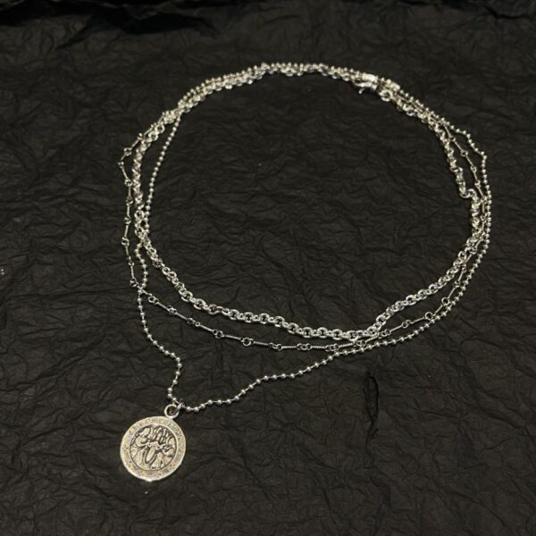 replica,repliche,fake,1:1,earrings,bracelet,ring,jewelry Set di catene impilabili con angelo e cuori cromati
