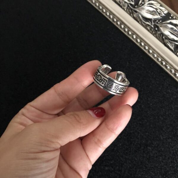 replica,repliche,fake,1:1,earrings,bracelet,ring,jewelry Anello di scorrimento lucido con cuori cromati