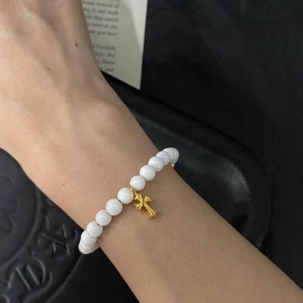 replica,repliche,fake,1:1,earrings,bracelet,ring,jewelry Bracciale Chrome Hearts in agata bianca