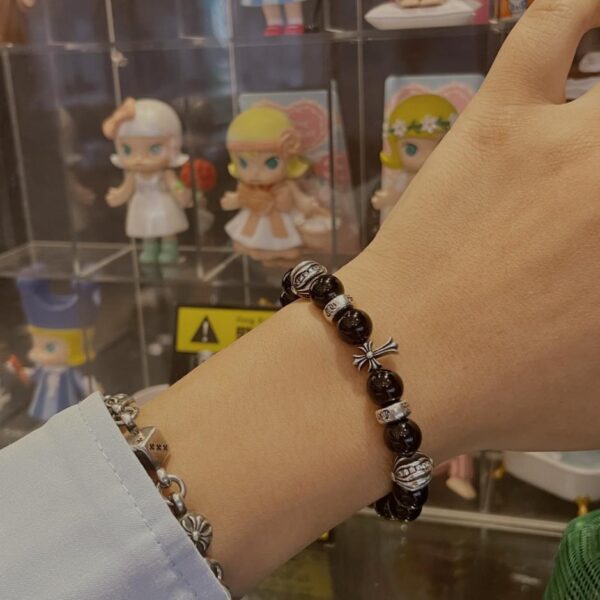 replica,repliche,fake,1:1,earrings,bracelet,ring,jewelry Bracciale con perline di onice nero Chrome Hearts