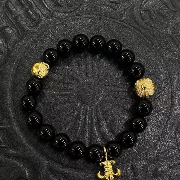 replica,repliche,fake,1:1,earrings,bracelet,ring,jewelry Bracciale con perline di onice nero Chrome Hearts