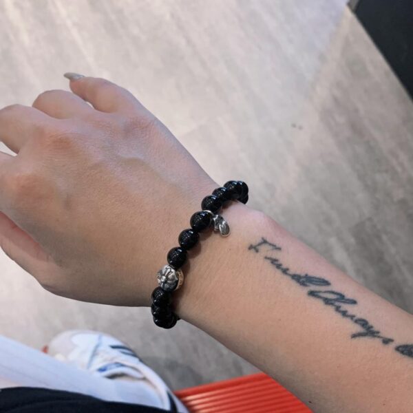 replica,repliche,fake,1:1,earrings,bracelet,ring,jewelry Bracciale con perline di onice nero Chrome Hearts