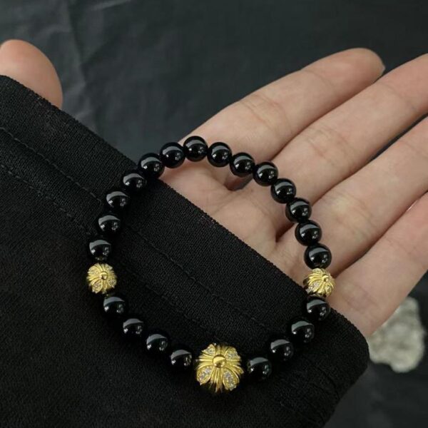 replica,repliche,fake,1:1,earrings,bracelet,ring,jewelry Bracciale con perline di onice nero Chrome Hearts