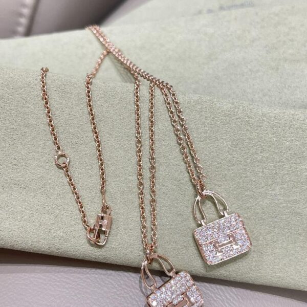 replica,repliche,fake,1:1,earrings,bracelet,ring,jewelry Hermes nuova collana con borsa con chiusura a diamante, oro vero 18 carati e celebrità di Internet con veri diamanti, stesso stile (67D5)