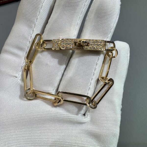 replica,repliche,fake,1:1,earrings,bracelet,ring,jewelry Consegna effettiva, oro 18 carati personalizzato, oro vero e diamanti, bracciale Hermès Kelly con diamanti, oro rosa 18 carati (EAE0)