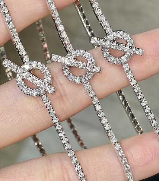 replica,repliche,fake,1:1,earrings,bracelet,ring,jewelry Bracciale pieno di diamanti Bracciale Hermès Q in vero oro 18k e veri diamanti (D925)