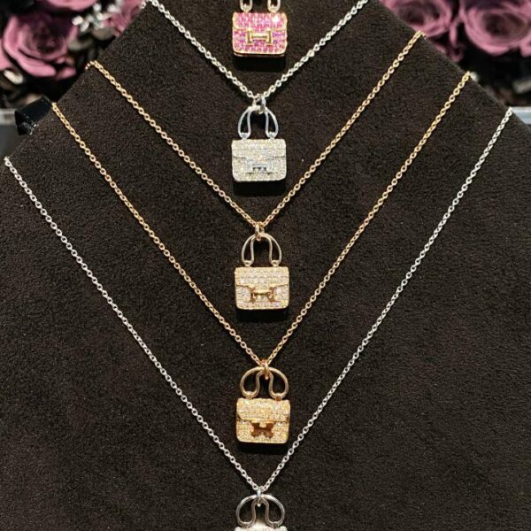 replica,repliche,fake,1:1,earrings,bracelet,ring,jewelry Set catena·Borsa Hermès serie oro vero 18k e diamanti (E810)