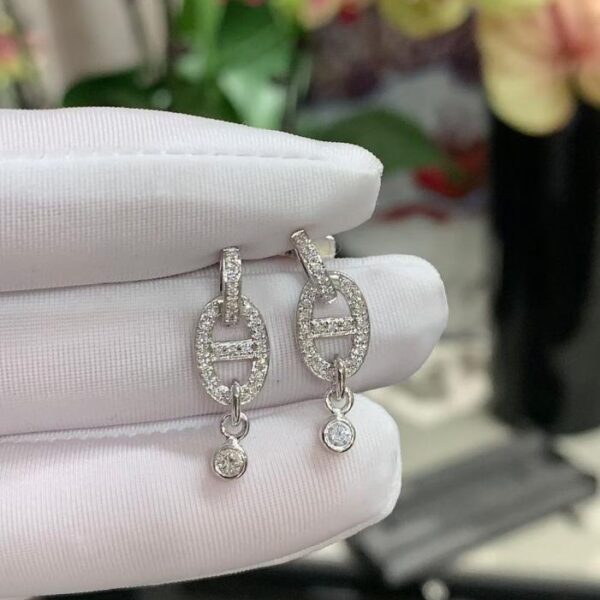 replica,repliche,fake,1:1,earrings,bracelet,ring,jewelry Orecchini Hermes personalizzati a naso di maiale in oro 18 carati, oro vero e diamanti (BBE6)