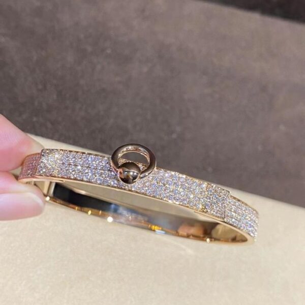 replica,repliche,fake,1:1,earrings,bracelet,ring,jewelry Bracciale Hermès su ordinazione in vero oro 18 carati e diamanti (6FB6)