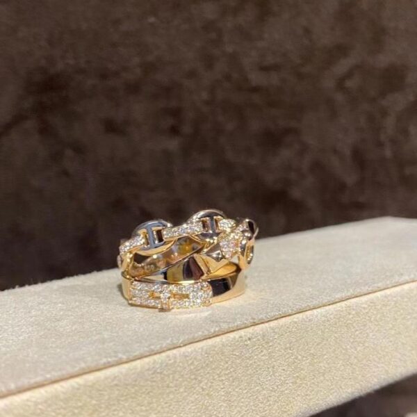replica,repliche,fake,1:1,earrings,bracelet,ring,jewelry Anello Hermès su misura in oro vero 18k e diamanti (4094)