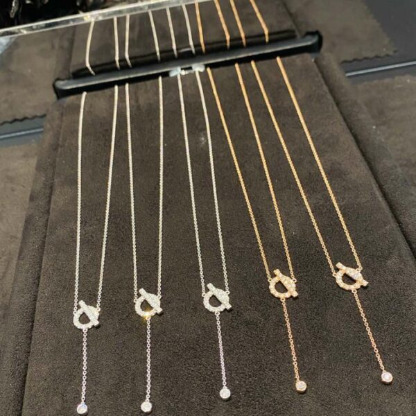 replica,repliche,fake,1:1,earrings,bracelet,ring,jewelry Collana Hermès con nappe in oro vero 18k di alta qualità e diamanti (3CEE)