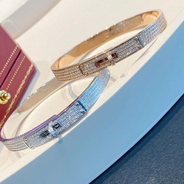 replica,repliche,fake,1:1,earrings,bracelet,ring,jewelry Bracciale Hermès in oro 18k con diamanti pieni di lusso~(8835)