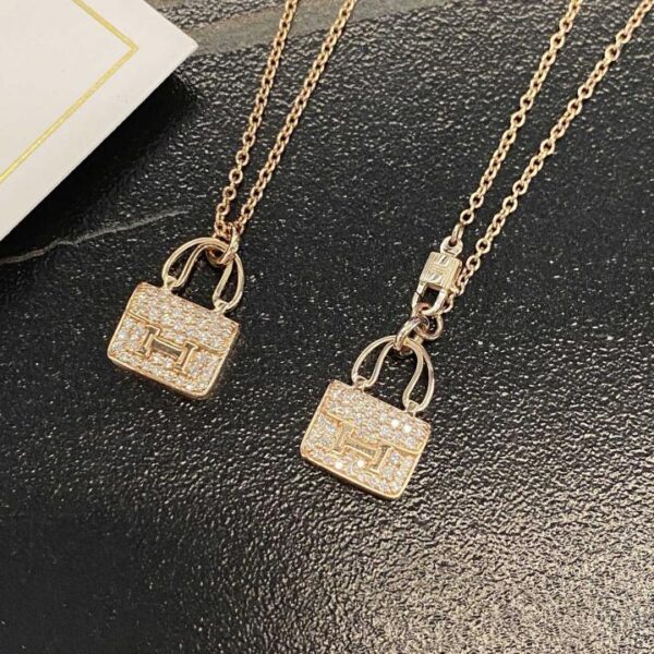 replica,repliche,fake,1:1,earrings,bracelet,ring,jewelry Borsa Hermès con diamanti Collana in oro 18 carati ｜ Bracciale (86FF)