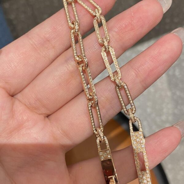 replica,repliche,fake,1:1,earrings,bracelet,ring,jewelry Bracciale Hermès interamente in diamanti, oro vero 18 carati e diamanti veri (EF0F)