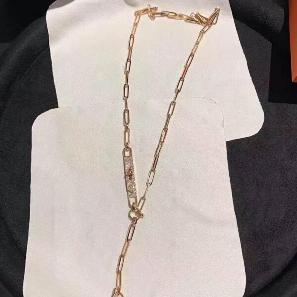 replica,repliche,fake,1:1,earrings,bracelet,ring,jewelry Collana Hermès in oro rosa 18k con catena (E2F7)