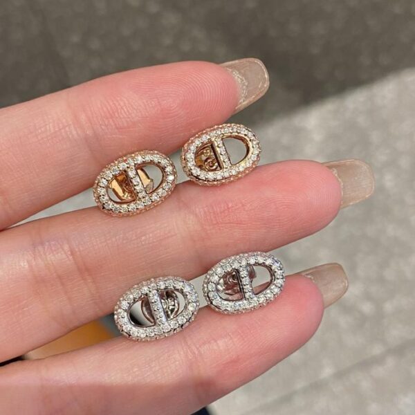 replica,repliche,fake,1:1,earrings,bracelet,ring,jewelry Orecchini naso di maiale in stock, due colori, oro vero 18 carati e diamanti veri (CE93)