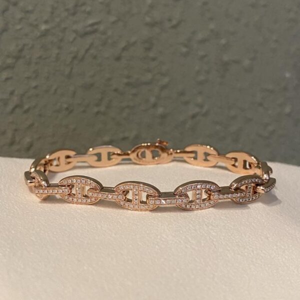 replica,repliche,fake,1:1,earrings,bracelet,ring,jewelry Bracciale con naso di maiale pieno di diamanti, versione in vero oro 18k e veri diamanti (135F)