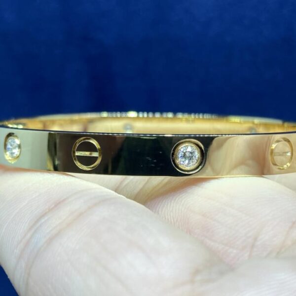 Bracciale classico LOVE di Cartier, squisita fattura, vero oro 18 carati e veri diamanti (72D3)