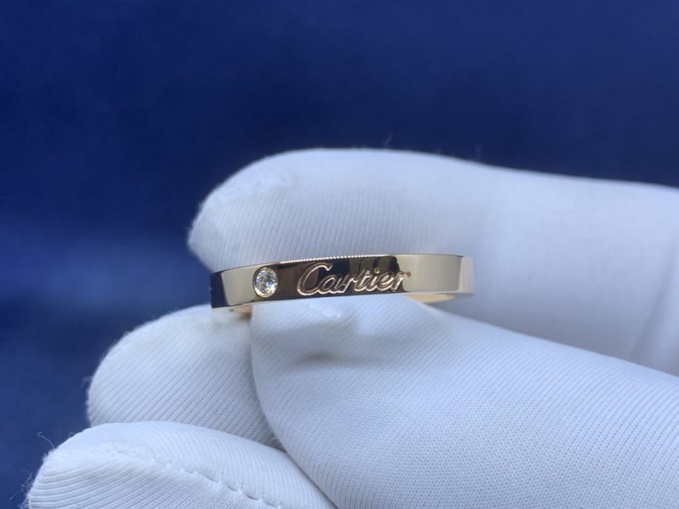 replica,repliche,fake,1:1,earrings,bracelet,ring,jewelry Anello da uomo Cartier con incisione stretta, pregevole fattura, vero oro 18k e veri diamanti (8B8A)
