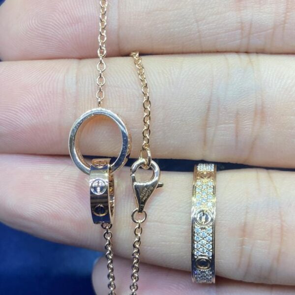 Bracciale classico LOVE a doppio anello di Cartier, anello per il respiro del bambino, pregevole fattura, vero oro 18k e veri diamanti (09BE)