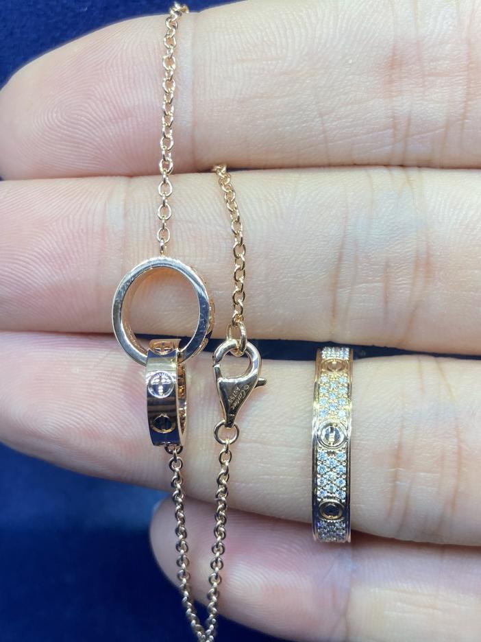 replica,repliche,fake,1:1,earrings,bracelet,ring,jewelry Bracciale classico LOVE a doppio anello di Cartier, anello per il respiro del bambino, pregevole fattura, vero oro 18k e veri diamanti (09BE)