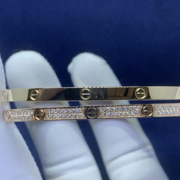 replica,repliche,fake,1:1,earrings,bracelet,ring,jewelry Serie classica di bracciali stretti Cartier LOVE, squisita fattura, vero oro 18 carati e veri diamanti (1EAC)