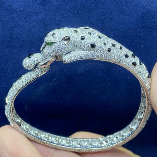 replica,repliche,fake,1:1,earrings,bracelet,ring,jewelry Bracciale Cartier di fascia alta con ghepardo pieno di diamanti, squisita fattura, vero oro 18 carati e veri diamanti (4073)