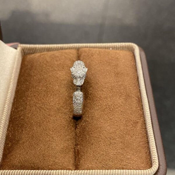 replica,repliche,fake,1:1,earrings,bracelet,ring,jewelry Versione mini Cartier dell’anello leopardo con diamanti sulla testa e sulla coda: K bianco, oro vero 18 carati e diamanti veri (3300)