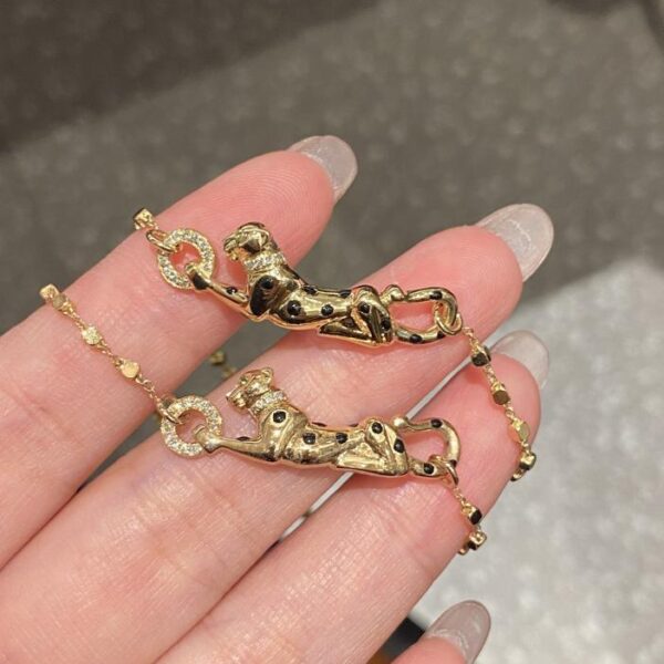 replica,repliche,fake,1:1,earrings,bracelet,ring,jewelry Bracciale leopardo Cartier in vero oro 18 carati e diamanti (2F63)