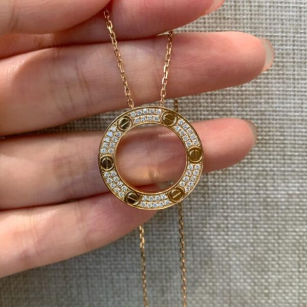 replica,repliche,fake,1:1,earrings,bracelet,ring,jewelry Collana Cartier pancake piena di diamanti Materiale: oro vero 18 carati e diamanti veri (D768)