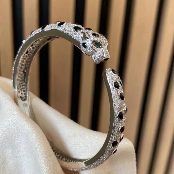 replica,repliche,fake,1:1,earrings,bracelet,ring,jewelry Bracciale Cartier Full Diamond maculato leopardo K Bianco oro reale 18 carati e diamanti veri (5E9F)