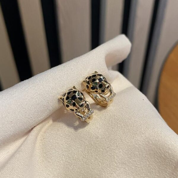 replica,repliche,fake,1:1,earrings,bracelet,ring,jewelry Cartier Cheetah Ear Pat K Giallo oro reale 18 carati e diamanti (A494)