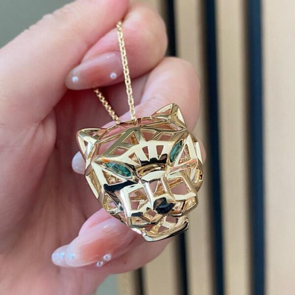 replica,repliche,fake,1:1,earrings,bracelet,ring,jewelry Collana Cartier con leopardo cavo in vero oro 18k (6E1D)