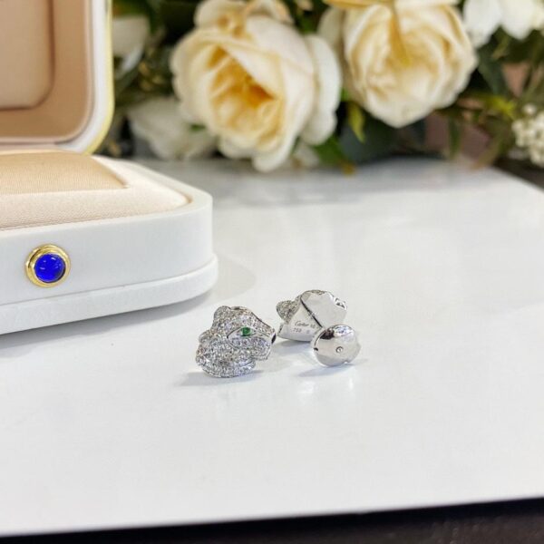 replica,repliche,fake,1:1,earrings,bracelet,ring,jewelry Orecchini a bottone leopardo Cartier Vendita calda oro reale 18k e diamanti (6748)