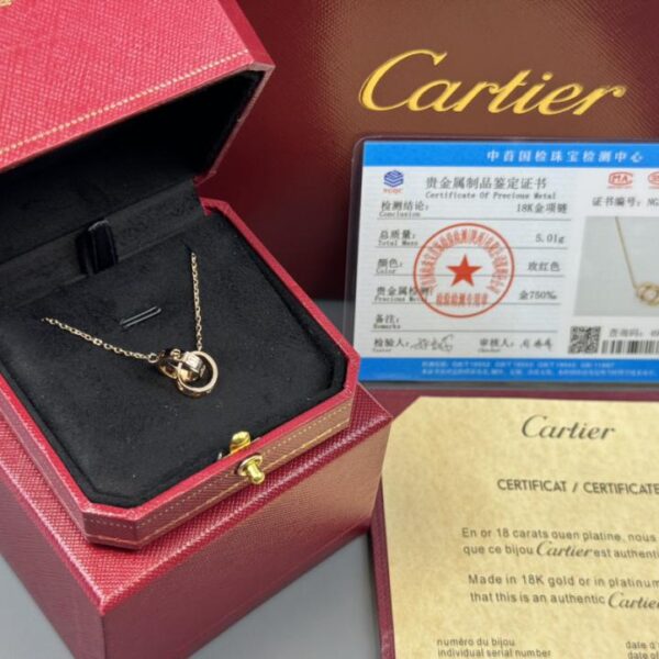 replica,repliche,fake,1:1,earrings,bracelet,ring,jewelry Foto reali della consegna, collana personalizzata con fibbia a doppio anello in oro chiaro serie Classic Love di Cartier in oro 18 carati (1711)