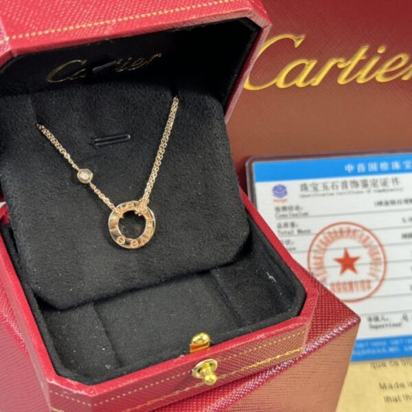 replica,repliche,fake,1:1,earrings,bracelet,ring,jewelry Foto reali della consegna, oro 18 carati personalizzato, diamanti naturali, collana torta serie Love Cartier, oro rosa (AA4D)