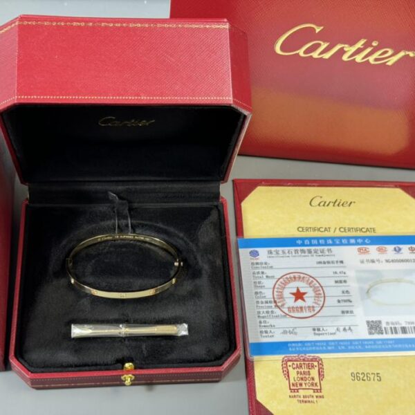 replica,repliche,fake,1:1,earrings,bracelet,ring,jewelry Foto reali della consegna, oro 18 carati personalizzato, oro vero e diamanti veri, bracciale a sei diamanti serie LOVE Cartier versione stretta, oro giallo (3870)