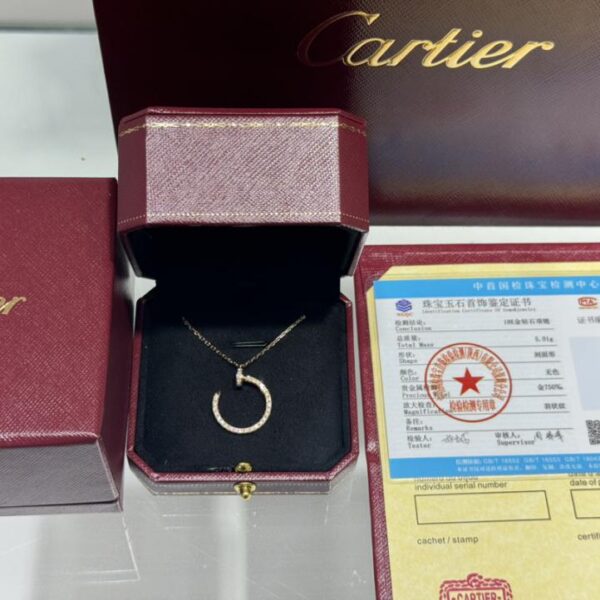 replica,repliche,fake,1:1,earrings,bracelet,ring,jewelry Foto reali della consegna, oro 18 carati su misura, oro vero e diamanti veri, collana Cartier JUSTE UN CLOU, oro rosa 18 carati, collana con unghie con diamanti (7C27)